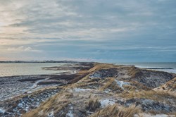 Coast at Vejlby klit in denmark in winter with snow