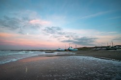 Nordseeküste von Vorupör in Dänemark bei Sonnenuntergang