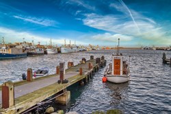 Fischerboote im Hafen von Hanstholm an der Nordseeküste in Dänemark