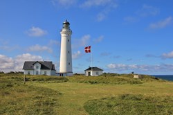 Old light house at the west coast of Denmark. Hirtshals