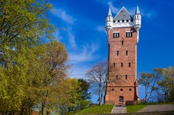 The ancient historical water tower of Esbjerg, Juetland, Denmark, Europe
