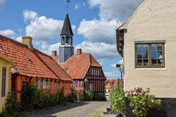 The traditional historic village of Ebeltoft on Jutland in Denmark