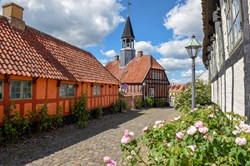 The traditional historic village of Ebeltoft on Jutland in Denmark
