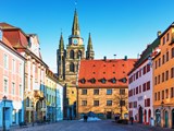 Blick auf die Altstadtarchitektur von Ansbach