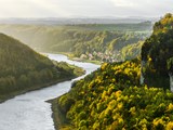 Stadt Wehlen und Elbe von Bastei Brücke, Deutschland