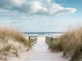 Blick auf die wunderschöne Landschaft mit Strand und Sanddünen in der Nähe von Henne Strand