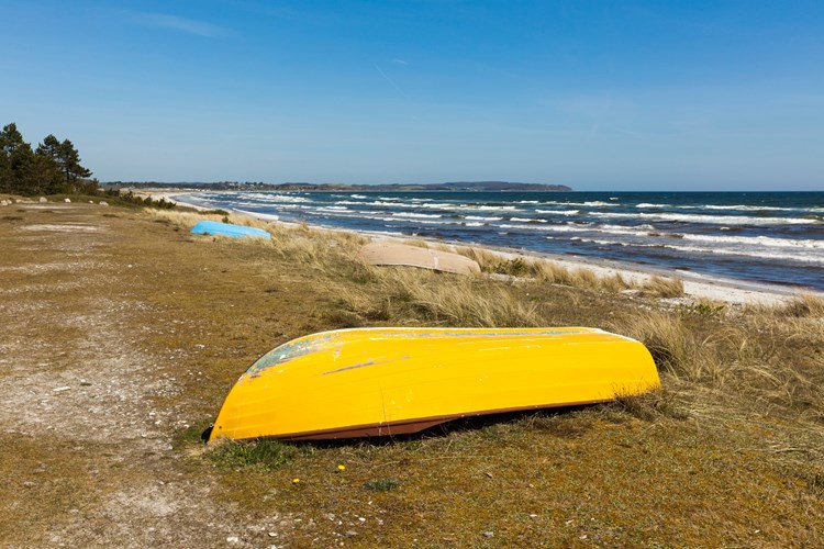 Boats lying on Danish Baltic Sea Beach