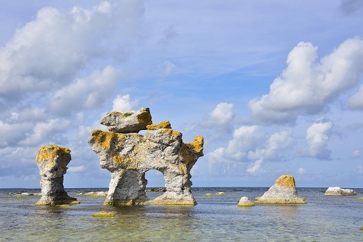 Natürliche Kalkskulpturen an der Küste Gotlands, Schweden