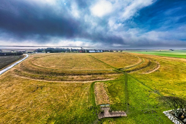 Luftaufnahme von der Wikinger-Ringburg Aggersborg