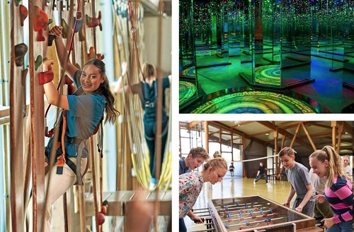 Dschungelland mit Kletterwand, Laserpark und Kicker 