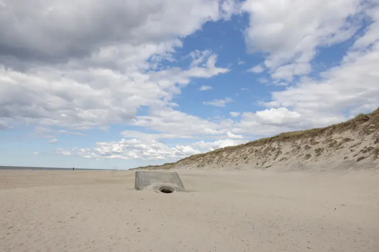 German bunkers from World War II on Sandy beach Husby Klit