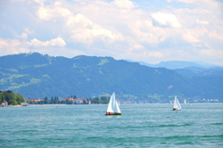 Malerische landschaft am bodensee bei lindau, deutschland